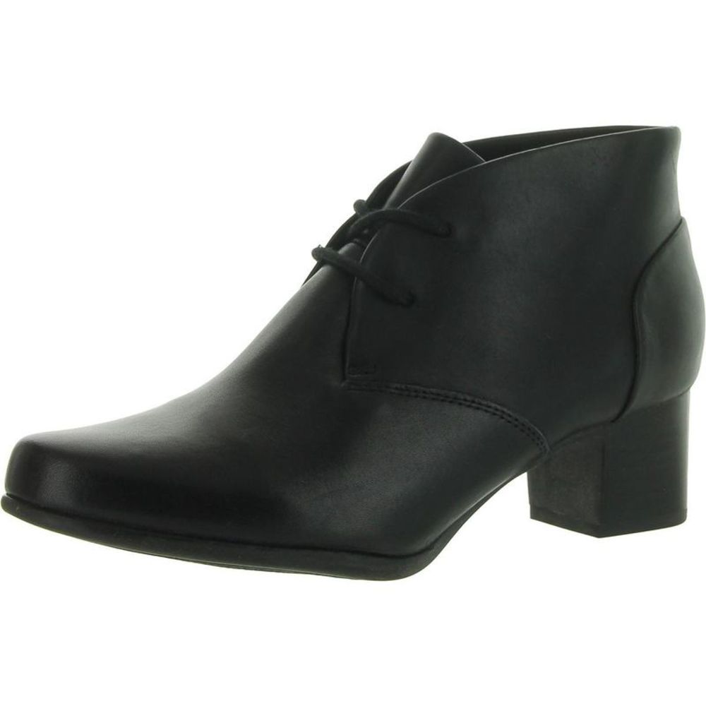 Clarks Womens UN DAMSON TIE Black Leather Lace Up Casual Booties Shoes NWT